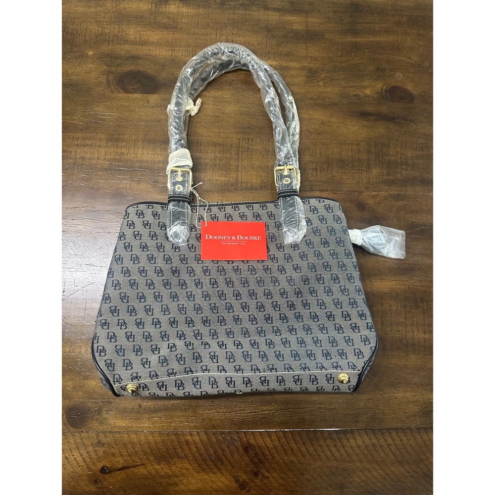Dooney & Bourke Buckle Satchel H035CB1 Grey Black Monogram Signature Handbag NEW